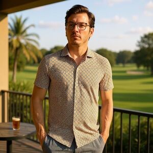 Murano Brown and White Casual Button Down Shirts